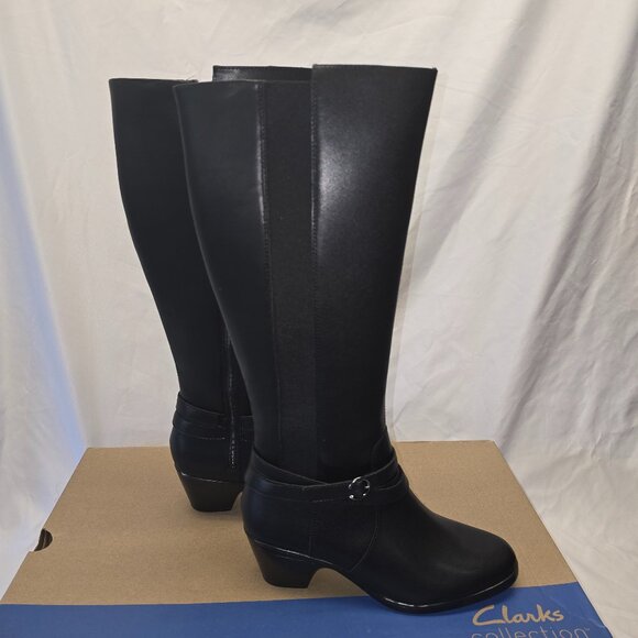 Clarks Emily 2 Dream Black Leather Knee High Boots, Women's Size 7.5M, NIB - Picture 4 of 8